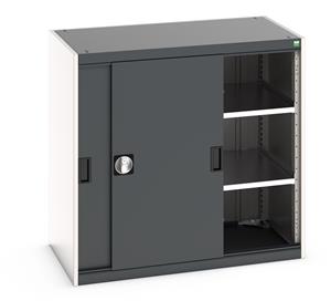 Bott cubio cupboard with lockable sliding doors 1000mm high x 1050mm wide x 650mm deep and supplied with 2 x 100kg capacity shelves.   Ideal for areas with limited space where standard outward opening doors would not be suitable. ... Bott Cubio Sliding Door Cupboards restricted space tool cupboard